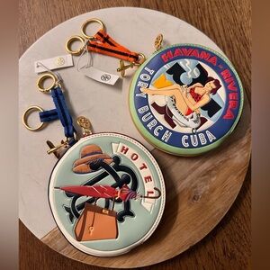 NWT! NEW! Tory Burch Limited Edition Havana OR Hotel Keychains Bag Charm leather
